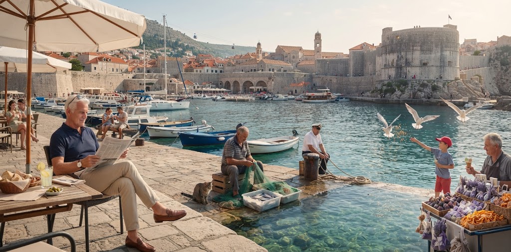 두브로브니크 항구 풍경 · Dubrovnik harbor scene